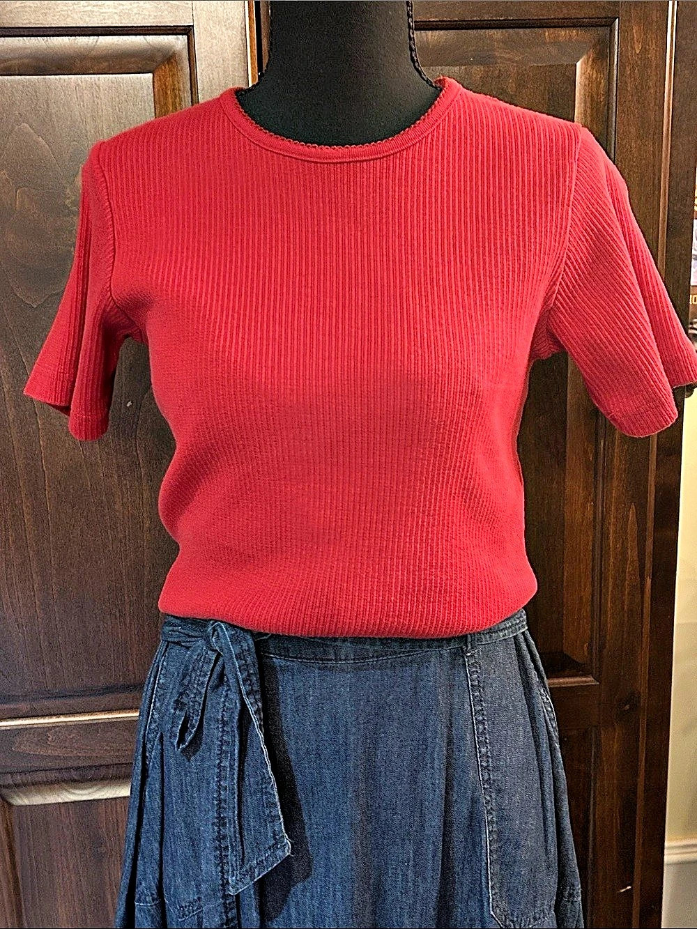90’s Charter Club Sz S Ribbed Red Short Sleeve T-Shirt